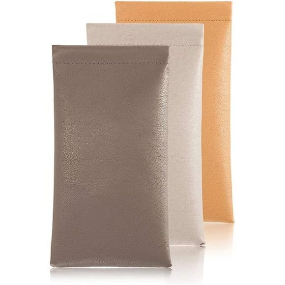 Squeeze Leather Sunglasses Pouch - 3 Pack Spring Storage Glasses Pouch Holder - Picture 1 of 6